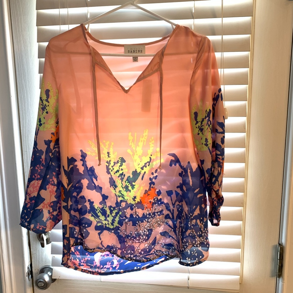 Sabine pink long sleeve blouse new Small